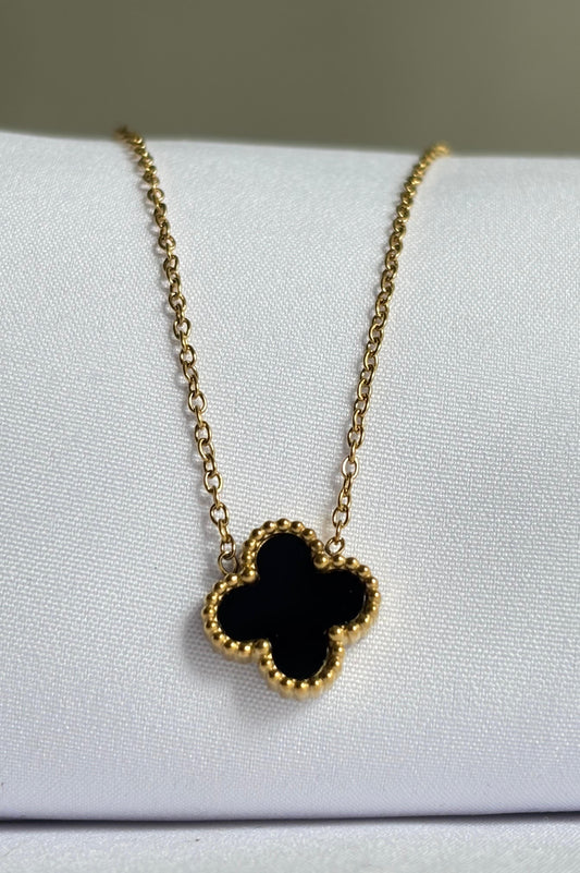 Midnight Clover Pendant Necklace