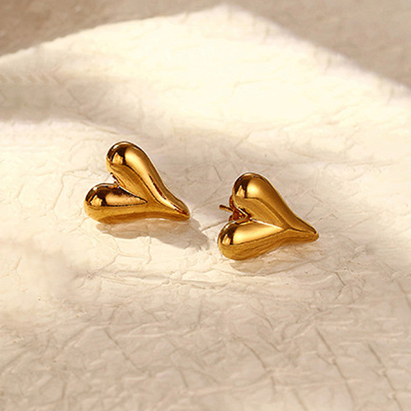 Golden Heartbeat Studs – Waterproof & Anti-Tarnish