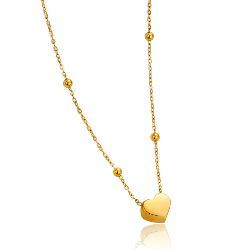 Golden Charm Heart Bead Necklace