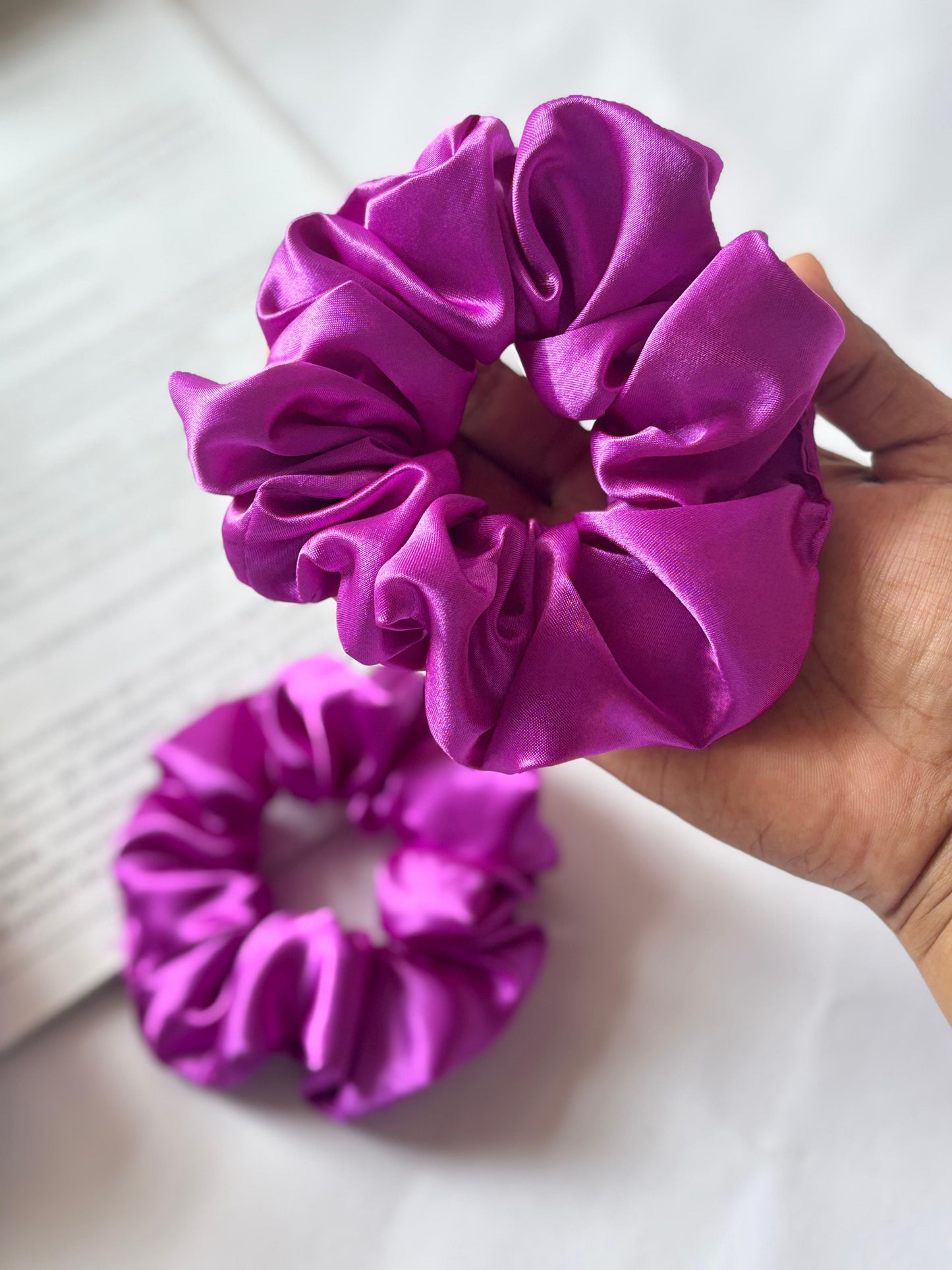 Soft Satin Scrunchies – Magenta