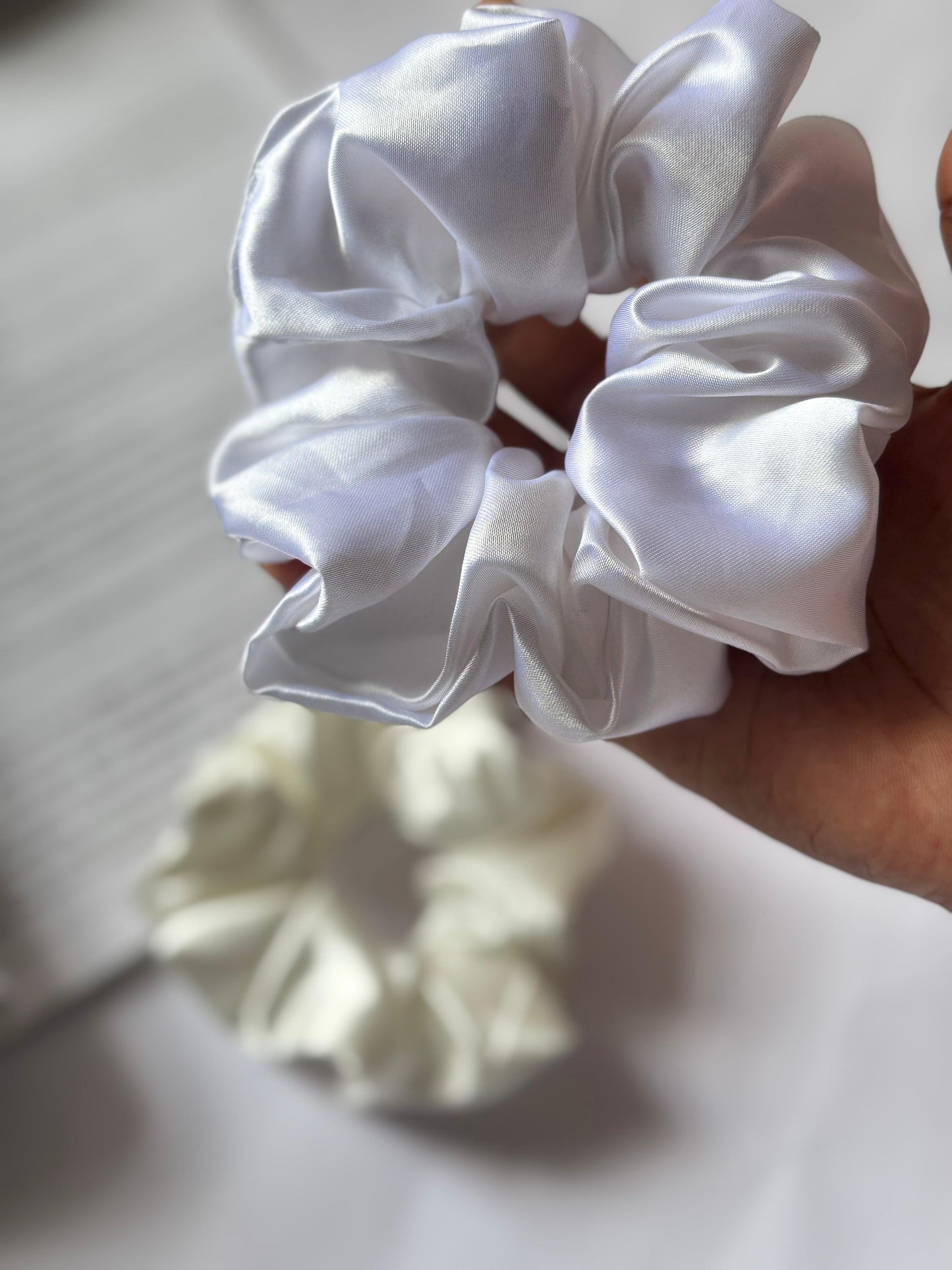 Soft Satin Scrunchies – White
