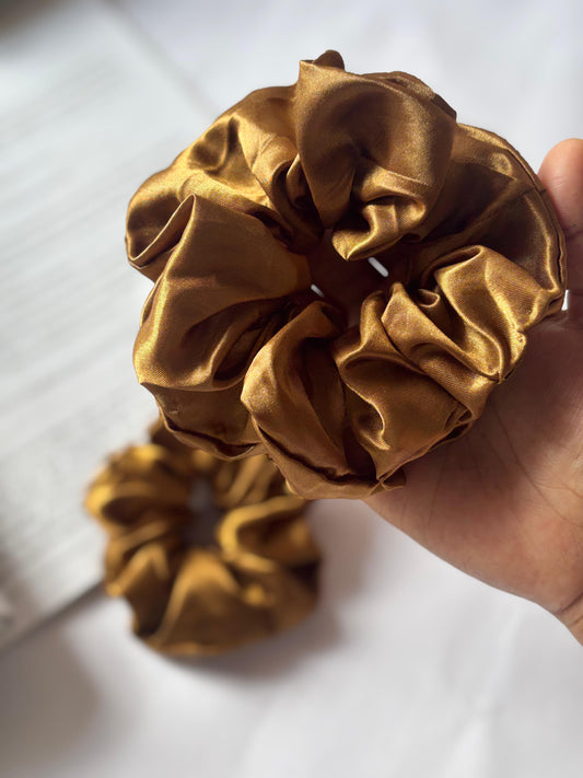 Soft Satin Scrunchies – Golden