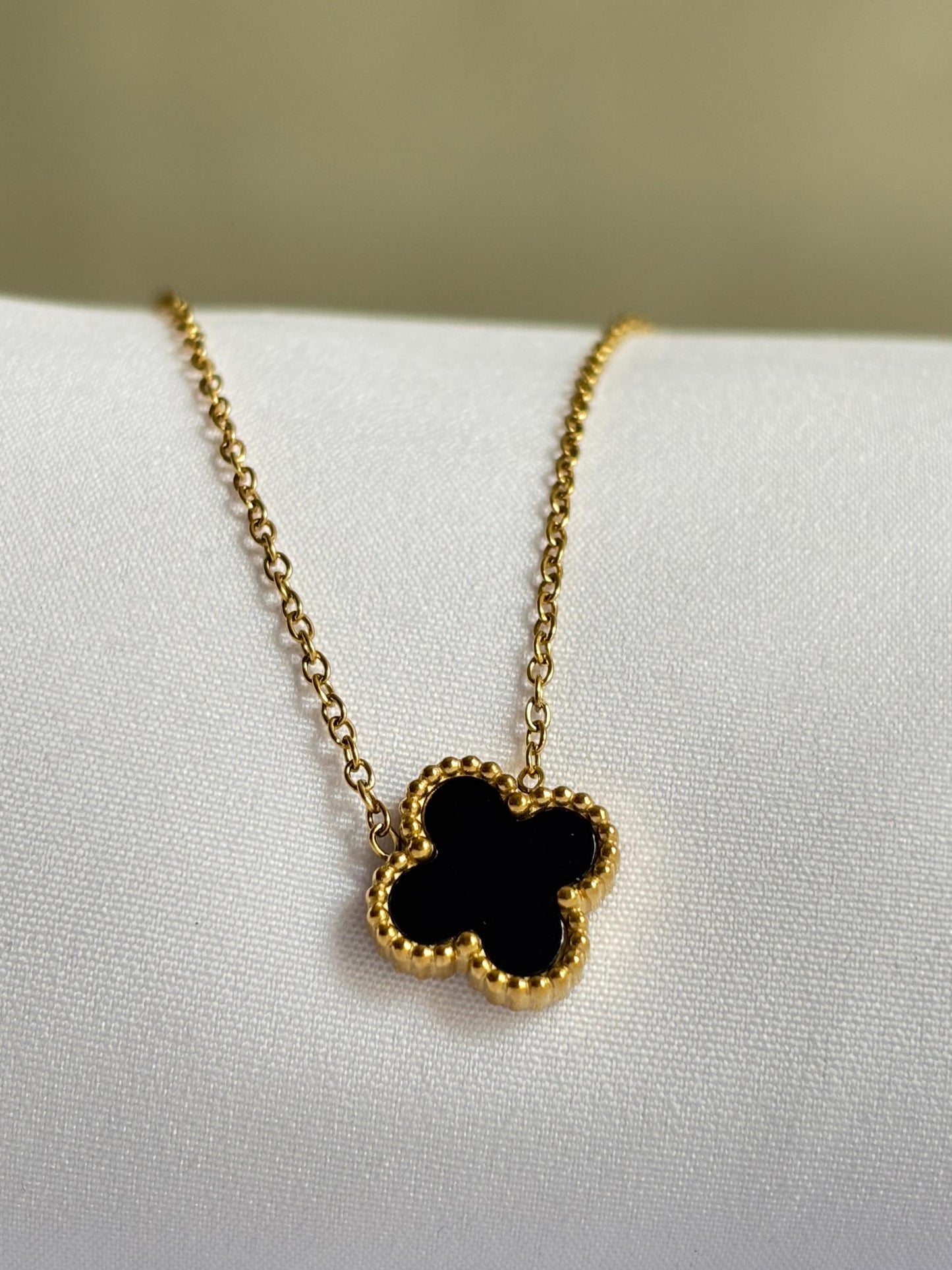 Midnight Clover Pendant Necklace