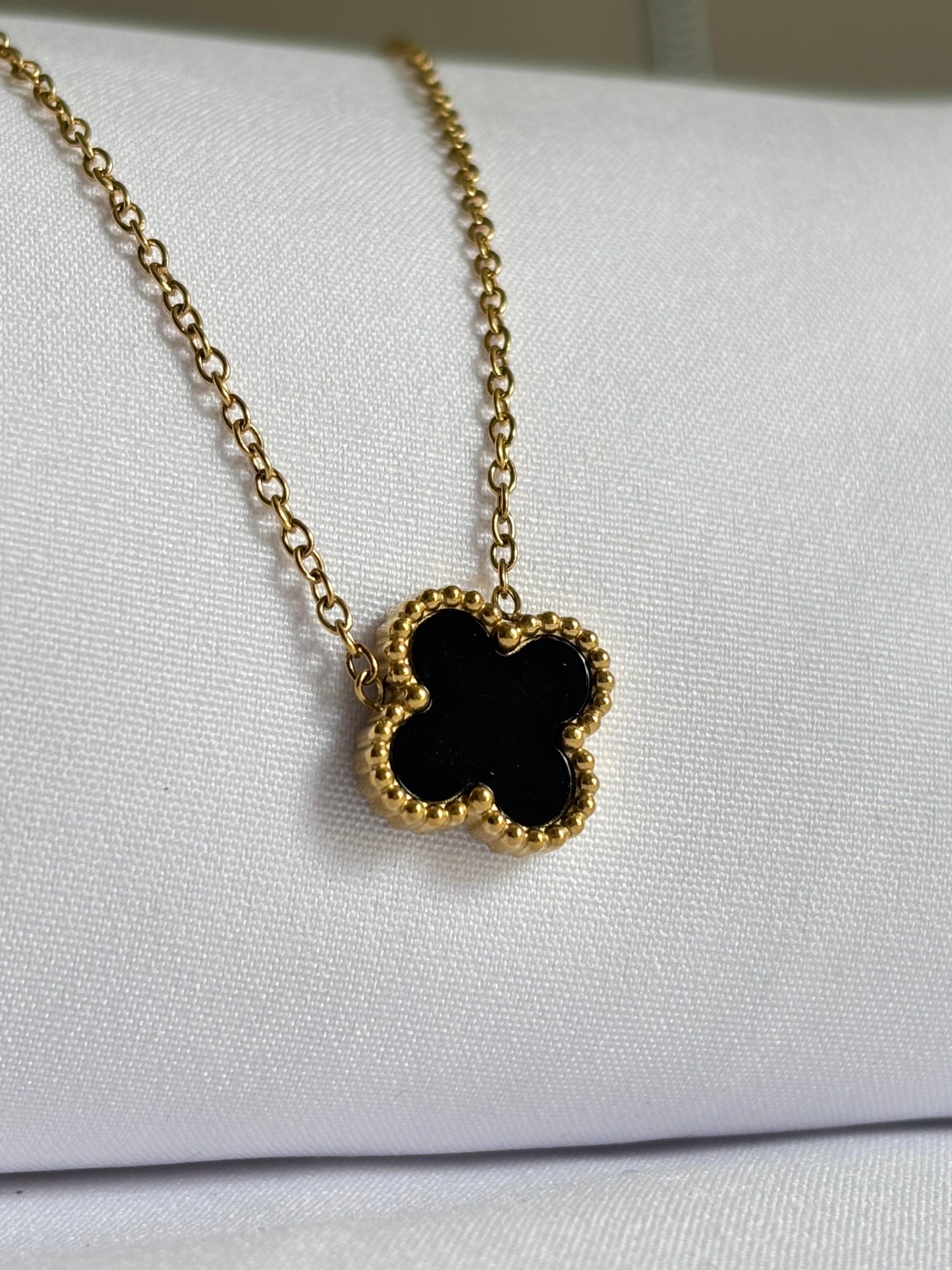 Midnight Clover Pendant Necklace