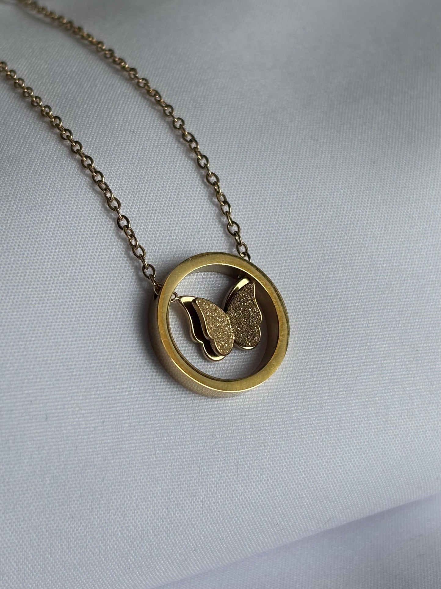 Ethereal Butterfly Circle Necklace