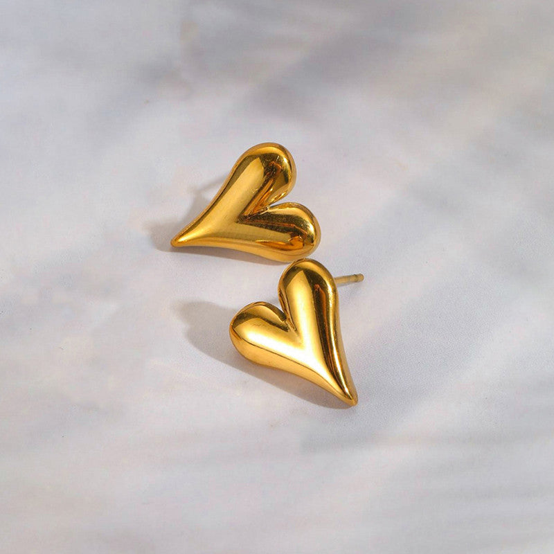 Golden Heartbeat Studs – Waterproof & Anti-Tarnish