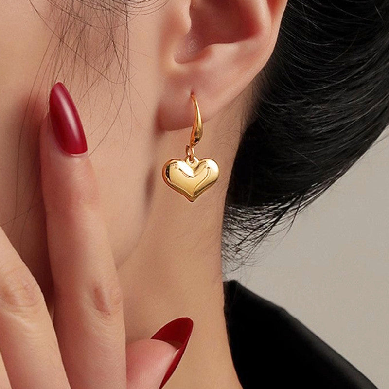 Golden Heart Drop Earrings – Waterproof & Anti-Tarnish
