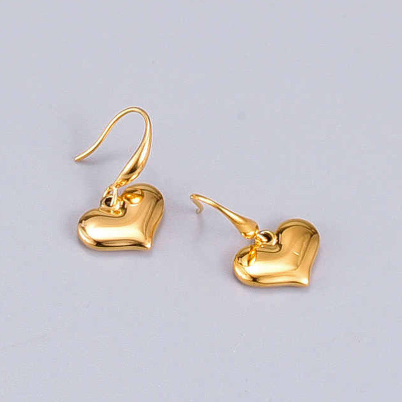 Golden Heart Drop Earrings – Waterproof & Anti-Tarnish