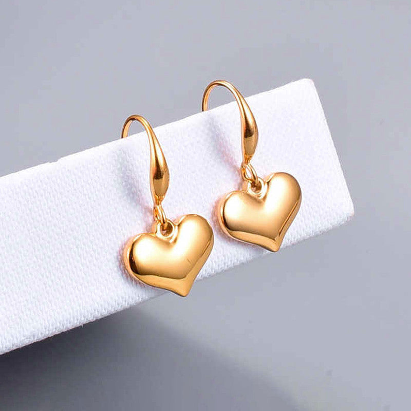 Golden Heart Drop Earrings – Waterproof & Anti-Tarnish