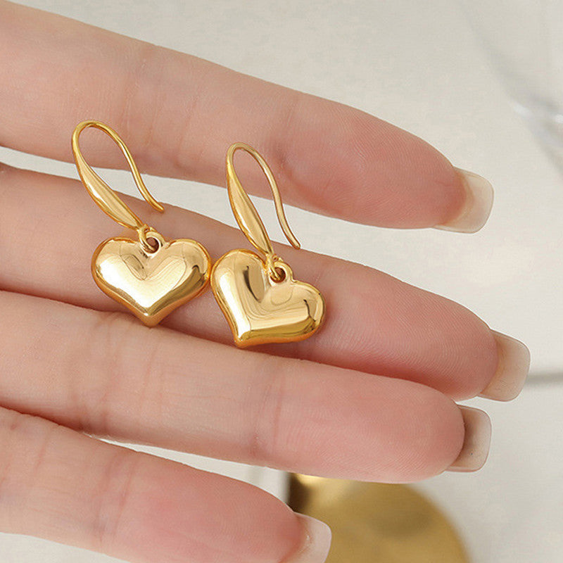 Golden Heart Drop Earrings – Waterproof & Anti-Tarnish