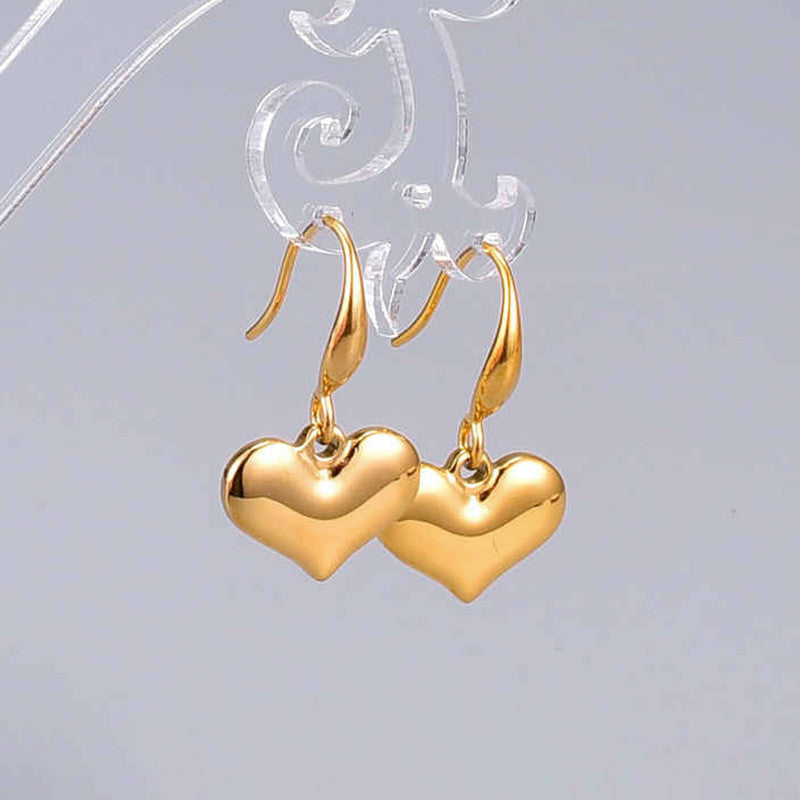 Golden Heart Drop Earrings – Waterproof & Anti-Tarnish