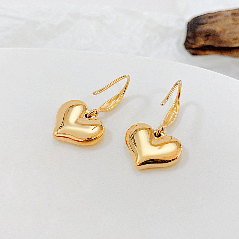 Golden Heart Drop Earrings – Waterproof & Anti-Tarnish