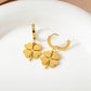 Golden Clover Hoop Earrings – Waterproof & Anti-Tarnish