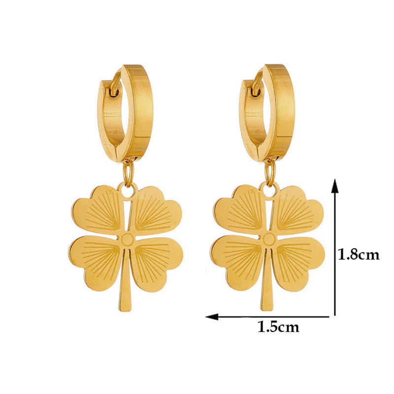 Golden Clover Hoop Earrings – Waterproof & Anti-Tarnish