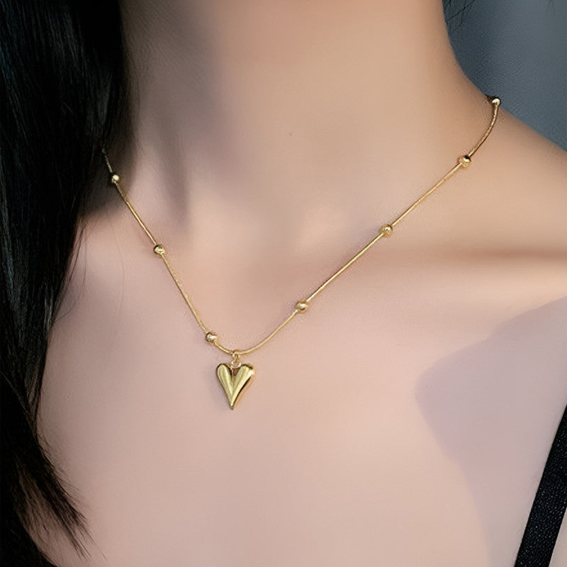 Golden Embrace Heart Pendant Necklace