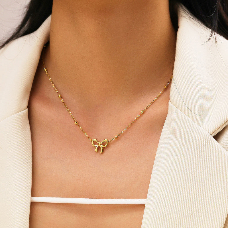 Golden Grace Bow Necklace