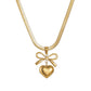 Sweet Charm Bow & Heart Necklace