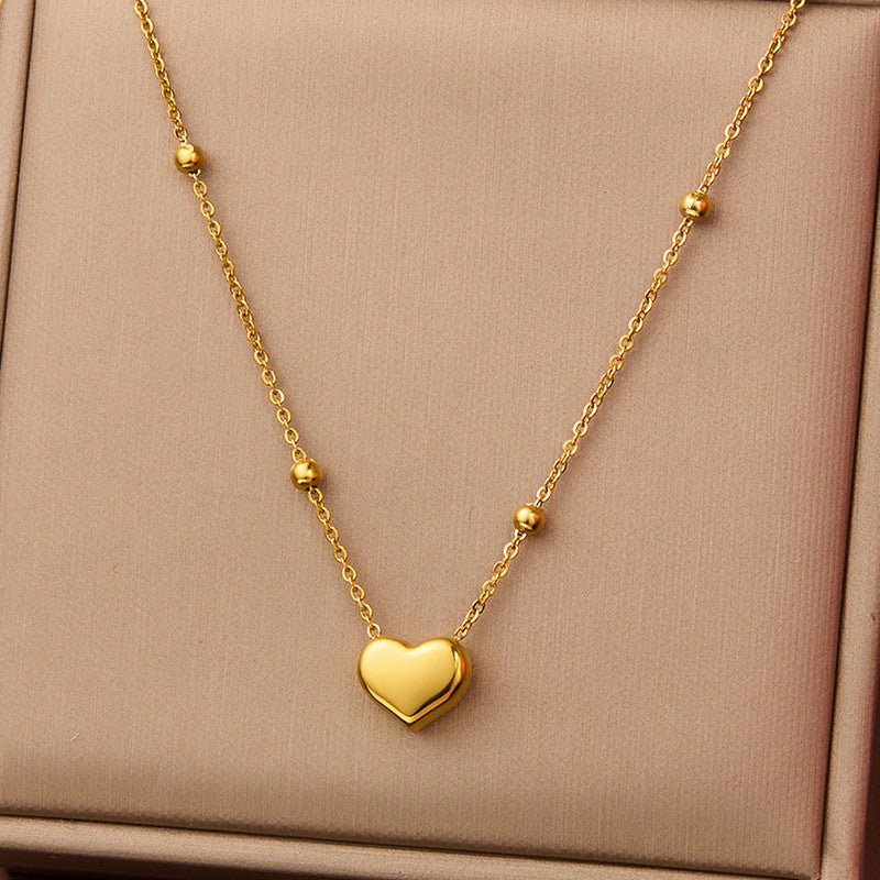 Golden Charm Heart Bead Necklace