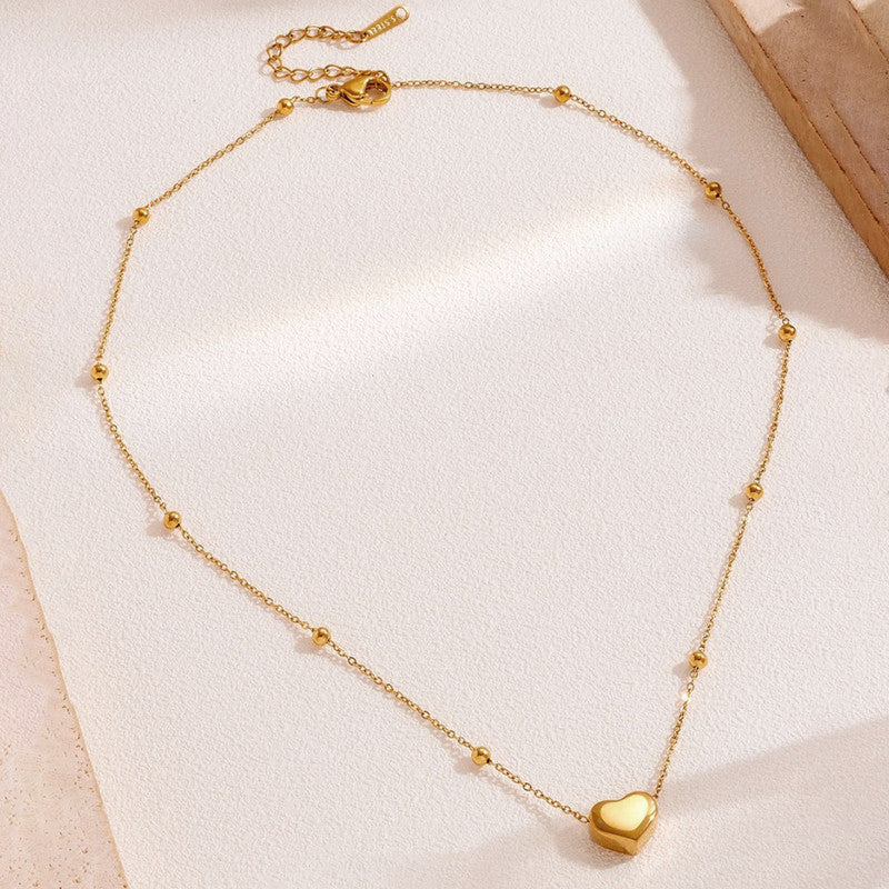 Golden Charm Heart Bead Necklace