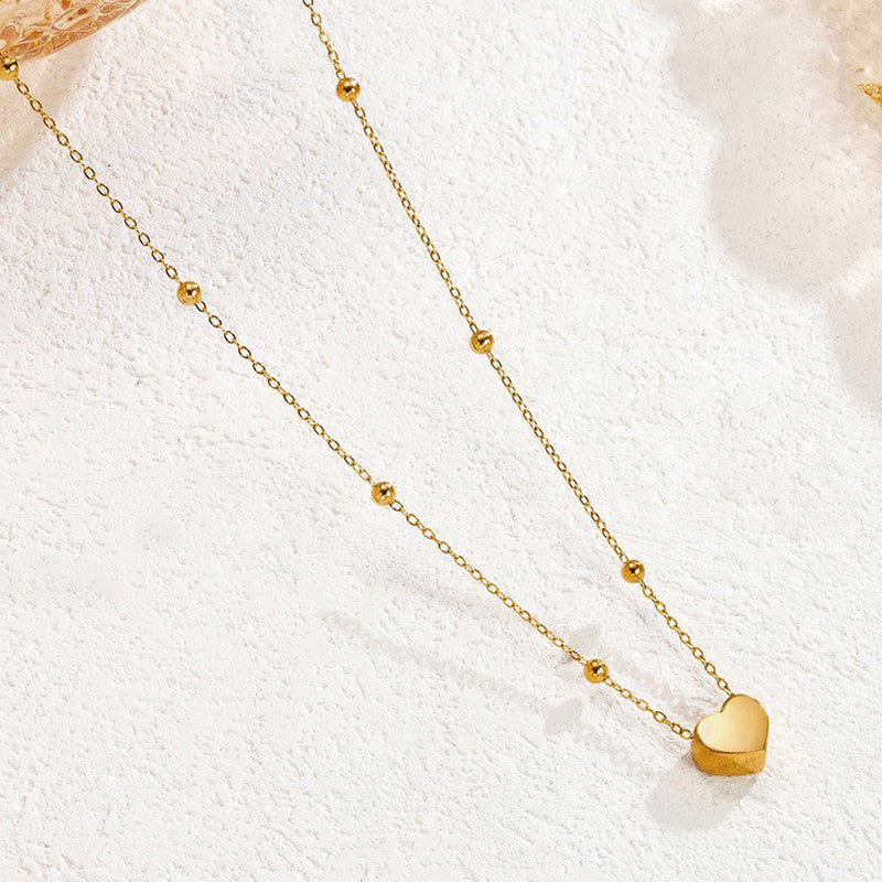 Golden Charm Heart Bead Necklace