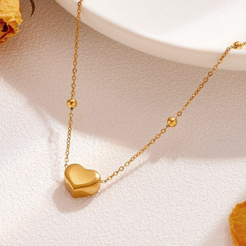 Golden Charm Heart Bead Necklace
