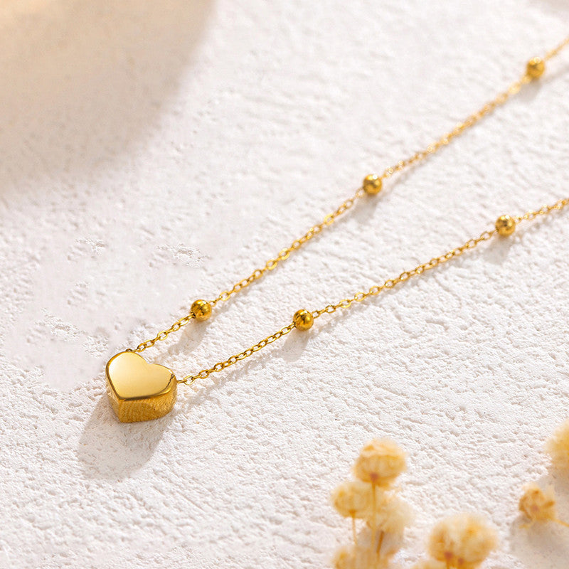 Golden Charm Heart Bead Necklace