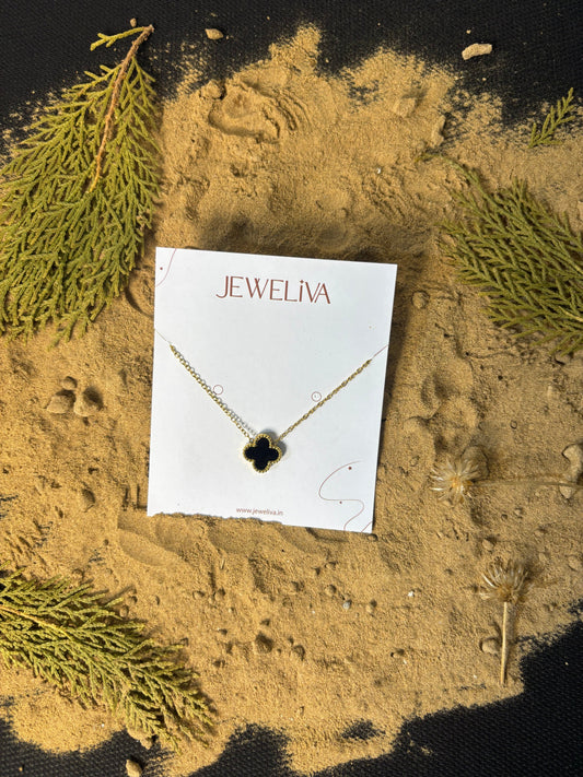 Midnight Clover Pendant Necklace