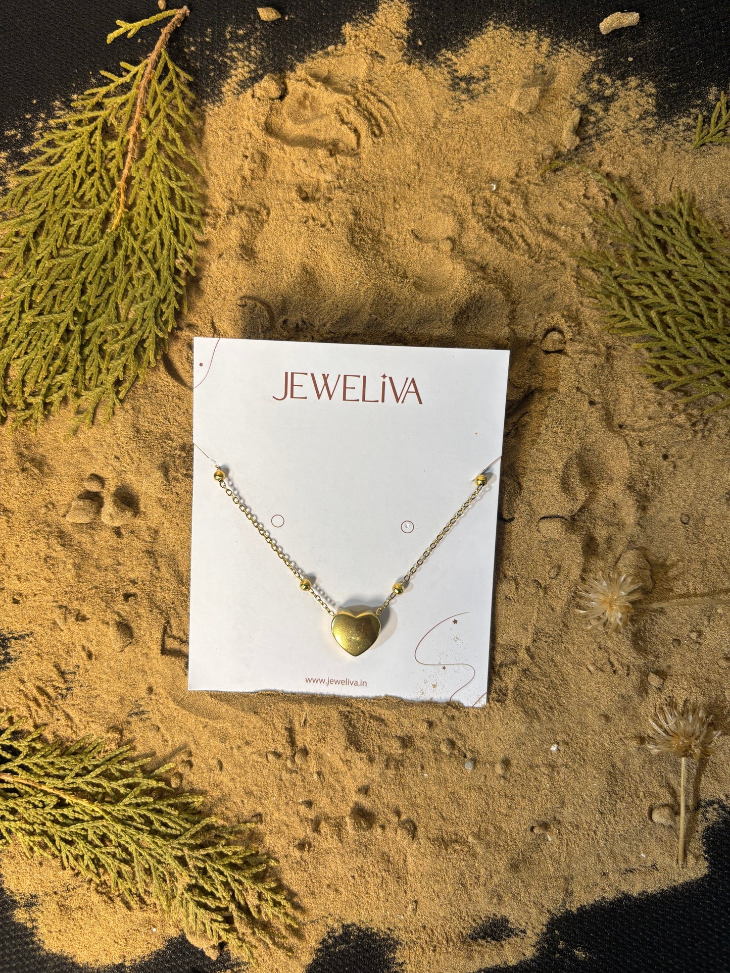 Golden Charm Heart Bead Necklace