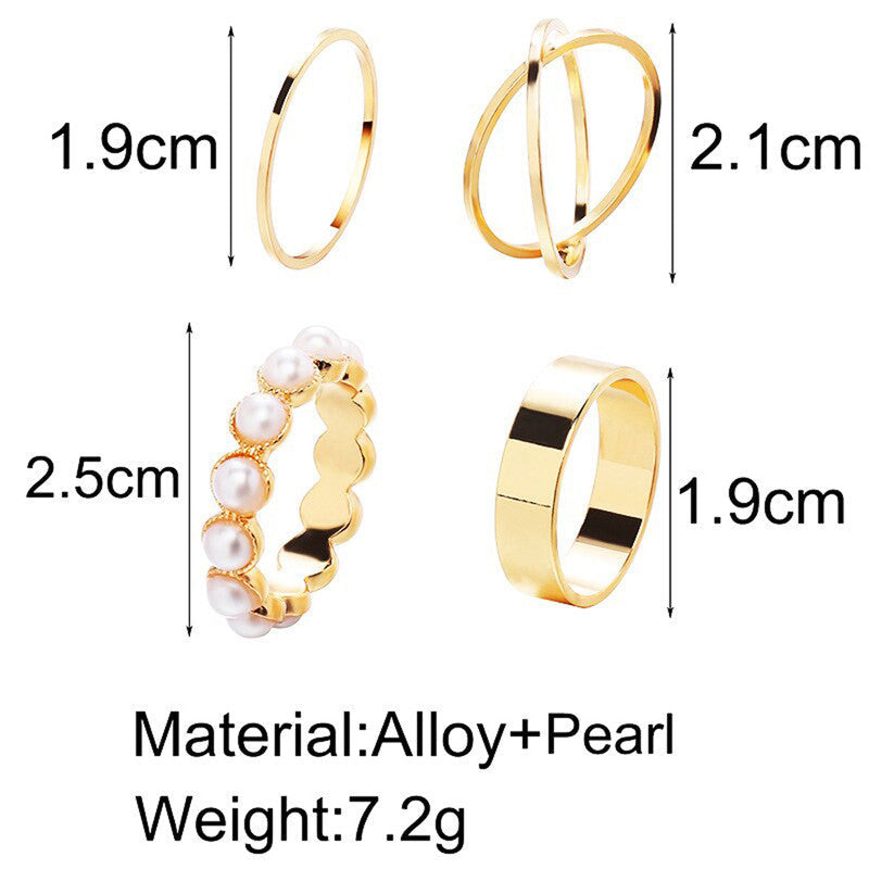 LustreStack Gold & Pearl Ring Set