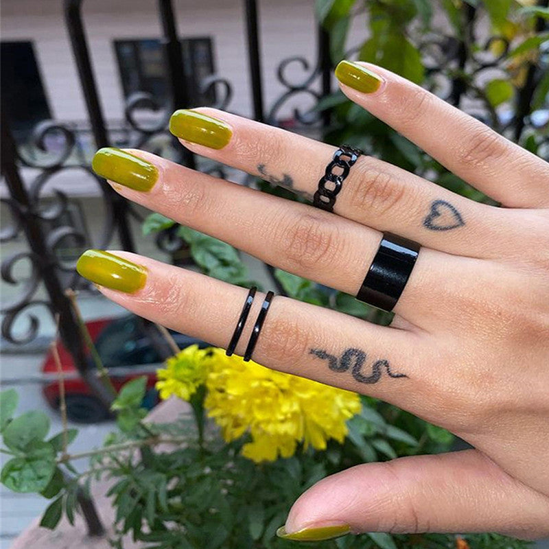 Noir Edge Ring Set – Matte Black