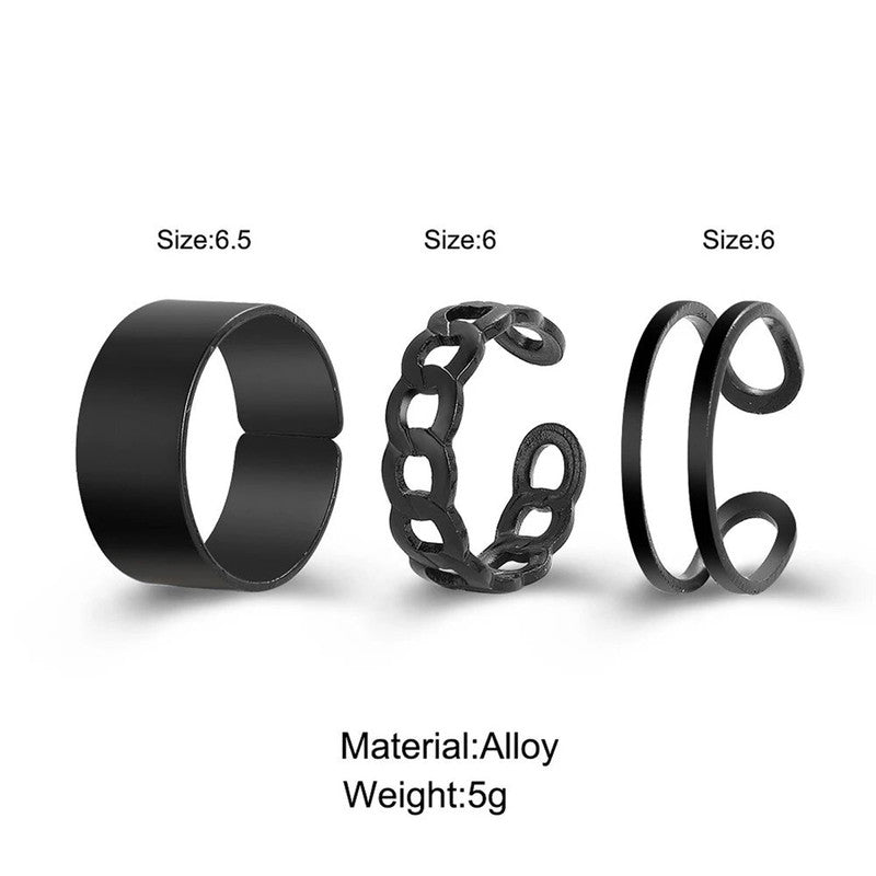 Noir Edge Ring Set – Matte Black