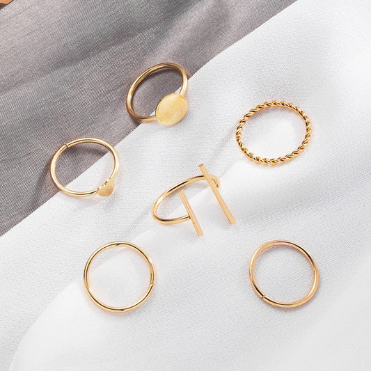 SleekMuse Minimalist Gold Ring Set