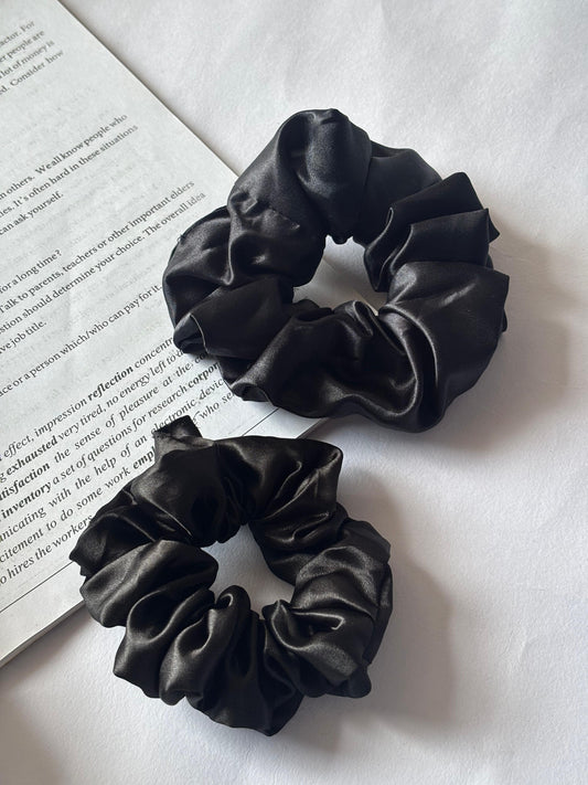 Soft Satin Scrunchies – Black