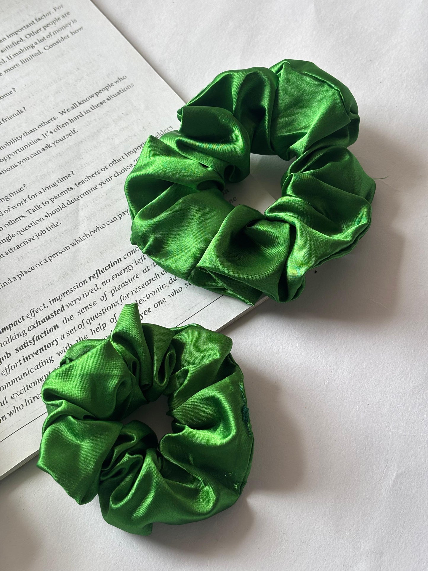 Soft Satin Scrunchies – Green