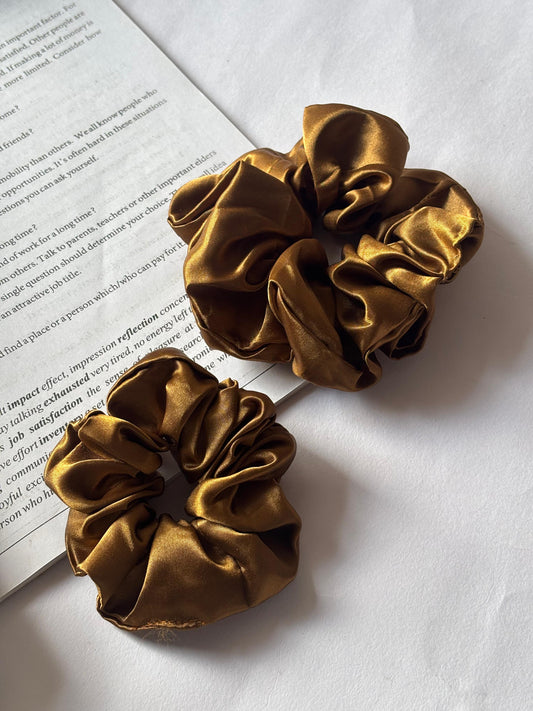 Soft Satin Scrunchies – Golden
