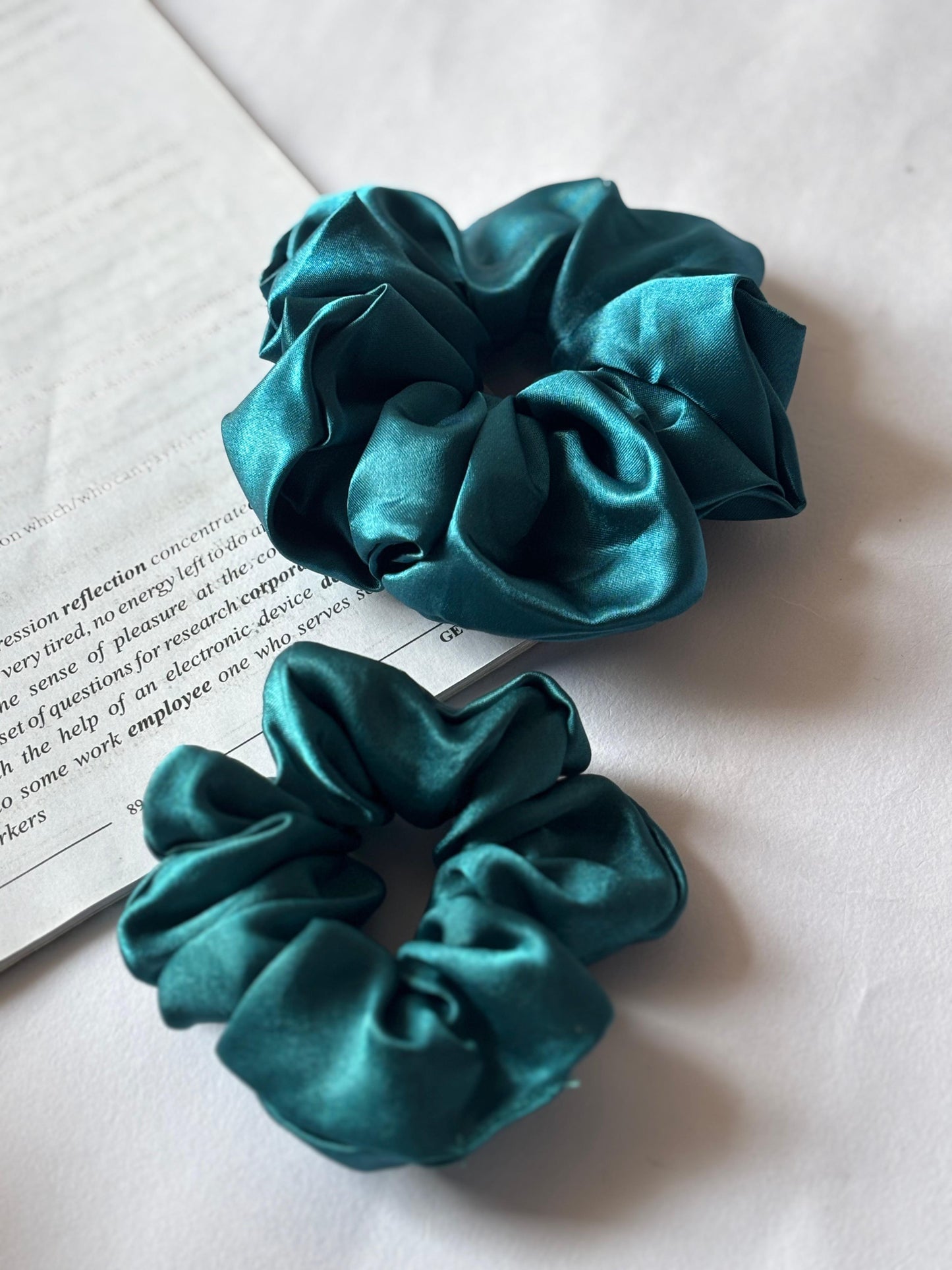 Soft Satin Scrunchies – Teal