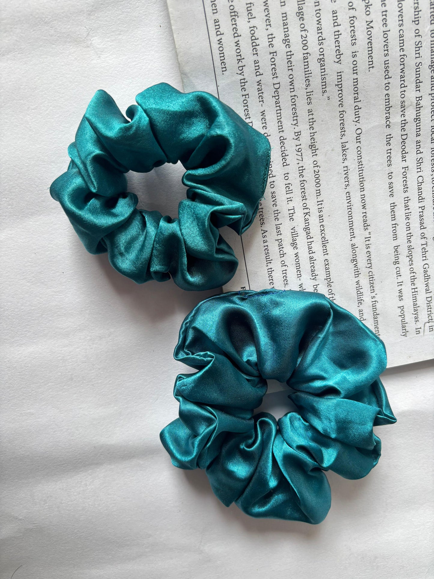 Soft Satin Scrunchies – Teal